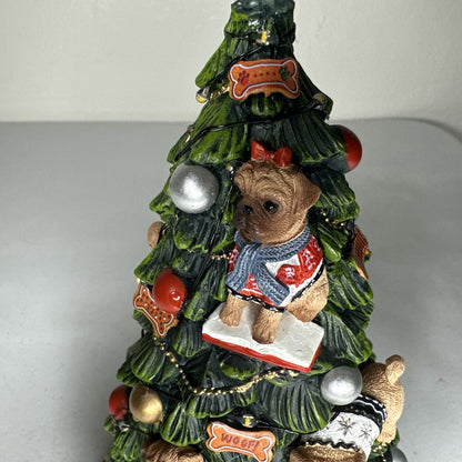 Bradford Exchange "Making Spirits Bright" Illuminated Tabletop Pug Christmas Tree - Missing Star - TreasuTiques