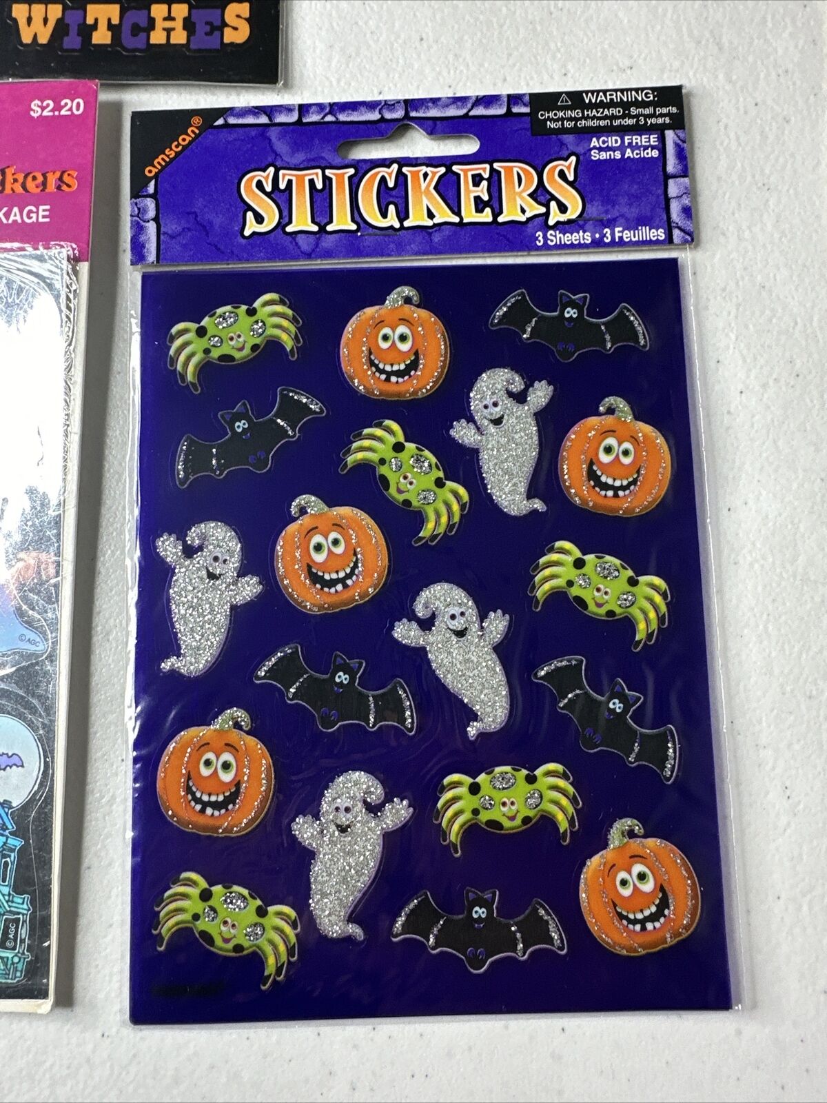 Vintage Halloween Stickers 6-Pack Lot - Mixed Brands, Amscan & More Sealed - Spooky Collectible Set - TreasuTiques