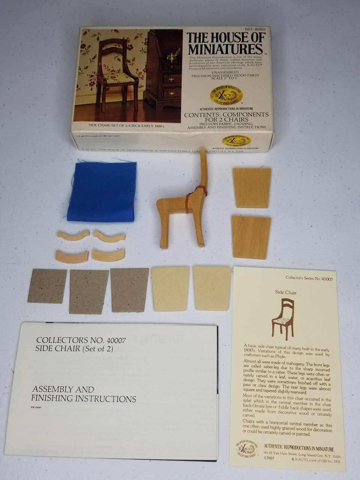New in Box 1977 House of Miniatures Chair Components X-Acto Kit 40007 - Vintage Dollhouse Furniture - TreasuTiques