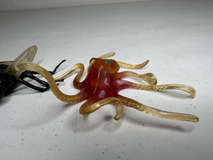Vintage 1960s 70s Rubber Octopus & Fly Creatures - Rare Hong Kong Lot of 2 - TreasuTiques