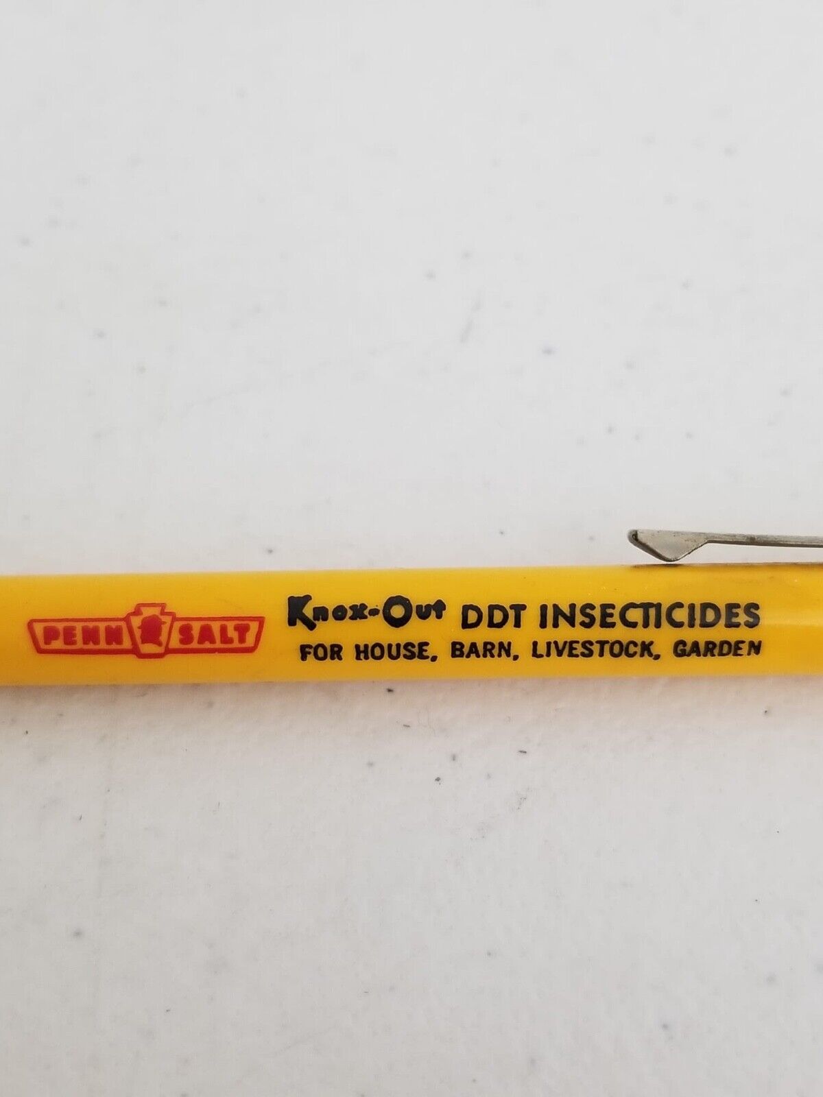 Rare Vintage Yellow Scripto Mechanical Pencil - Atlanta USA Promotional Collectible for Lewis Lye and Knox-Out DDT Insecticides - TreasuTiques