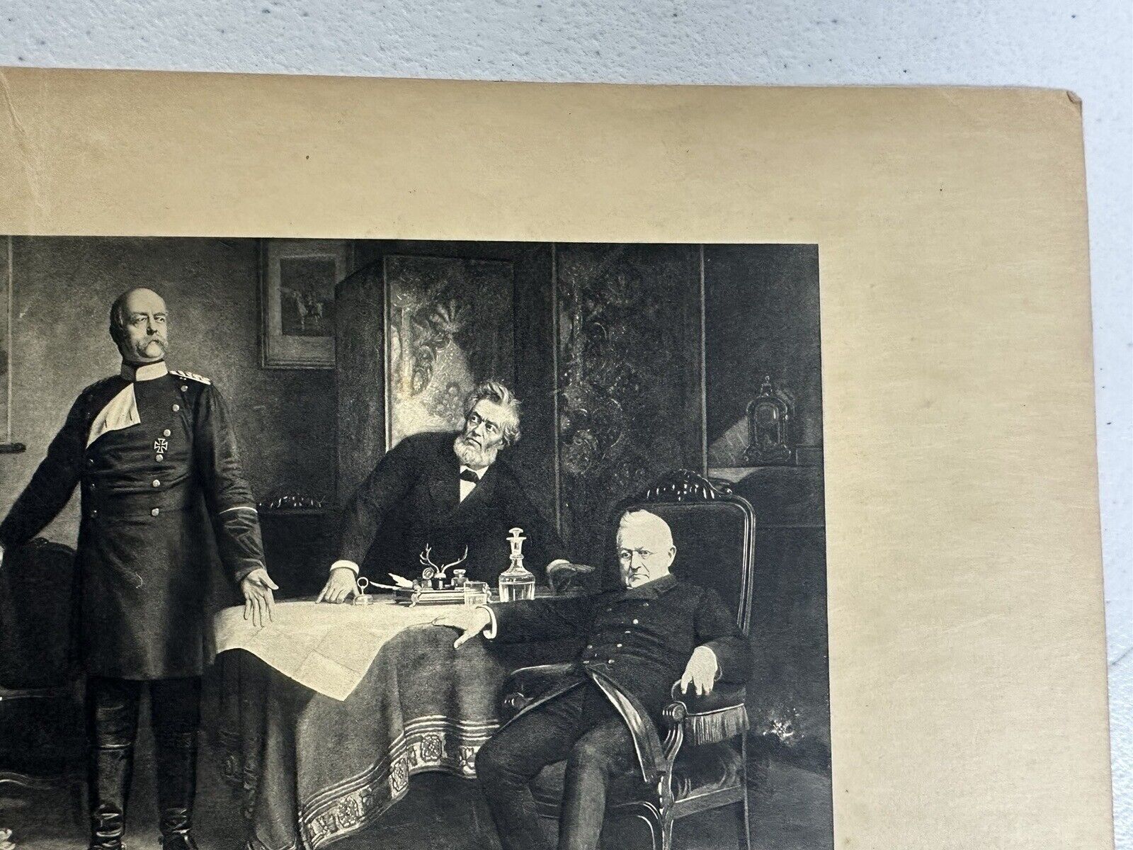 Historic 1871 Otto Von Bismarck at Versailles Treaty Print - Artwork by Carl Wagner - TreasuTiques