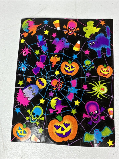 Vintage Lisa Frank Halloween Sticker Sheet | Collectible Retro Decor Featuring Cats and Ghosts - TreasuTiques