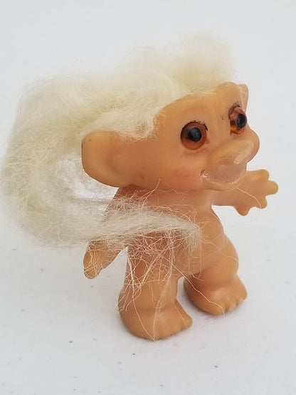 Adorable Vintage 1964 Troll Doll - 2.5" Miniature with White Hair & Amber Eyes - Collectible Figurine - TreasuTiques