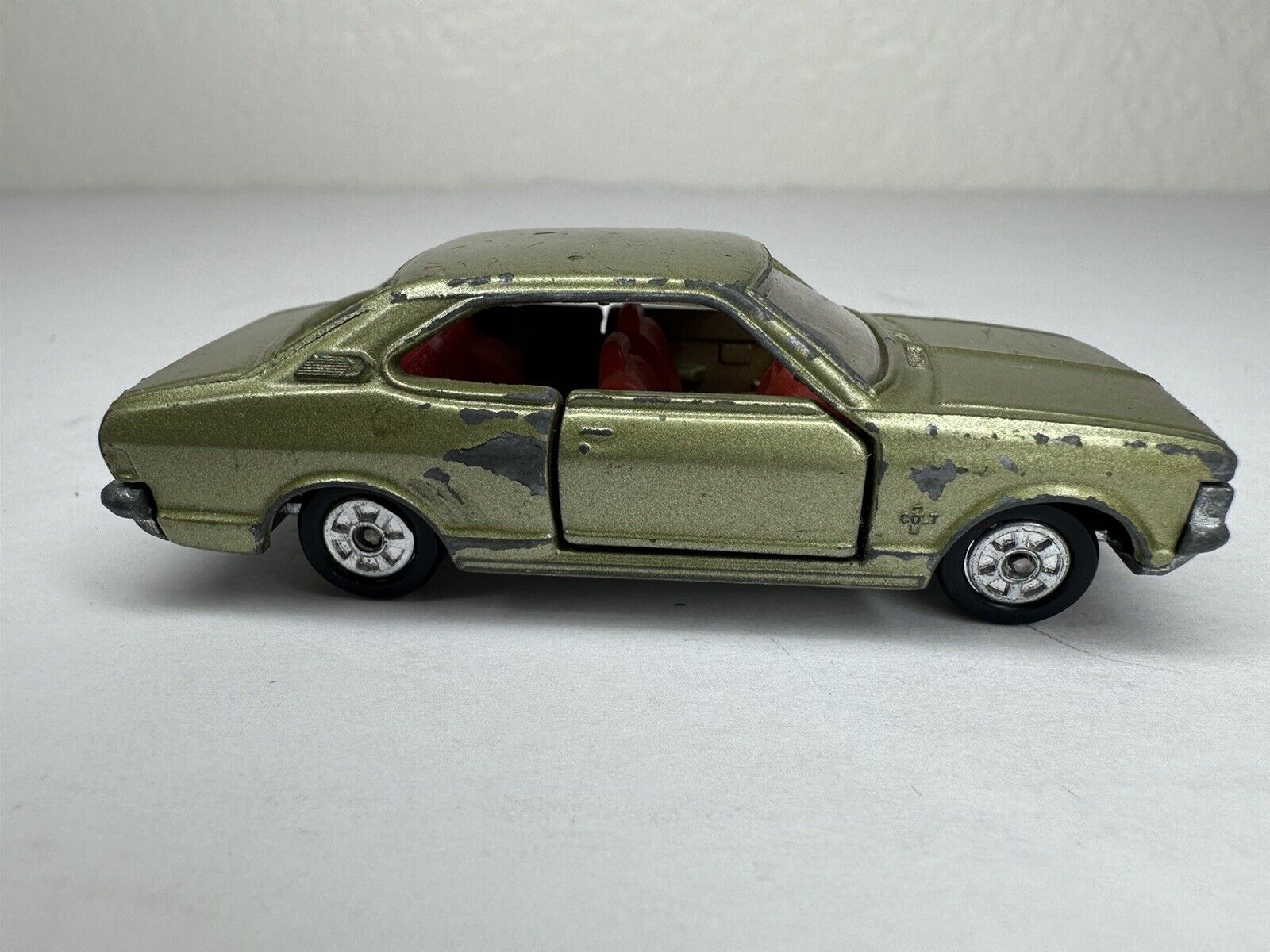 Vintage Tomica Greenish Gold Colt Galant HT GS - Olive Green, Red Interior 2-Door Diecast Model Car - TreasuTiques