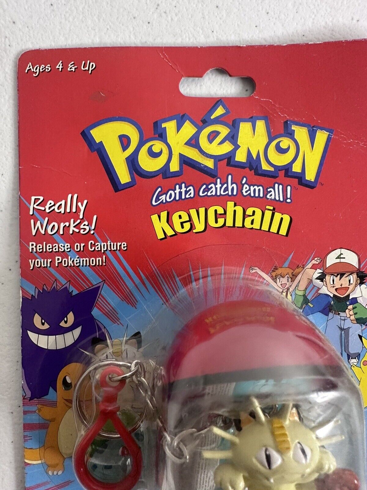 Vintage 1999 Pokémon Meowth Catch & Release Keychain Pokéball - Sealed Lot of 2 - TreasuTiques
