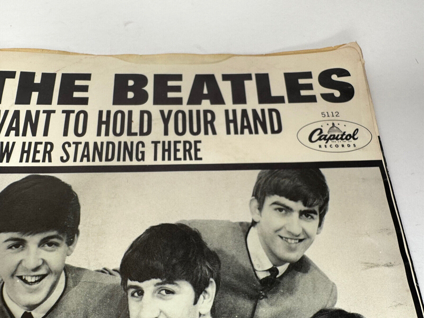 Vintage 1964 The Beatles "I Want to Hold Your Hand" / "I Saw Her Standing There" 45 RPM Vinyl Record - Capitol Records 5112 - TreasuTiques