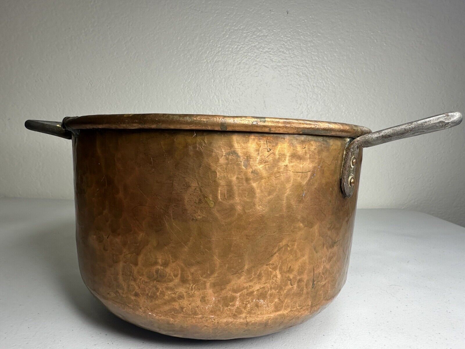 Antique Early 1800s Hand-Hammered French Copper Stew Pot with Dovetail Joints - 10.5" Vintage Cookware - TreasuTiques