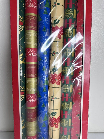 Vintage Christmas Gift Wrap Set, 6 Rolls, USA Made by McCrory Corp – Festive and Decorative - TreasuTiques