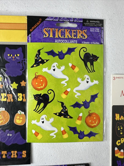 Vintage Halloween Stickers 6-Pack Lot - Mixed Brands, Amscan & More Sealed - Spooky Collectible Set - TreasuTiques