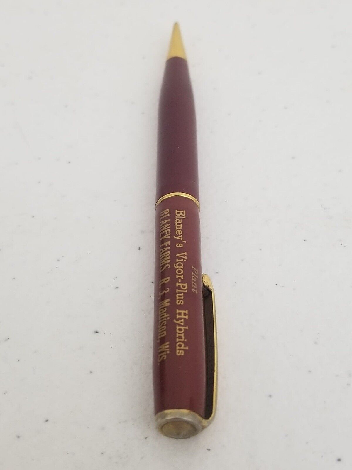 Vintage Ritepoint Mechanical Pencil - Blaney Farms Promotional Collectible, Maroon & Gold - TreasuTiques