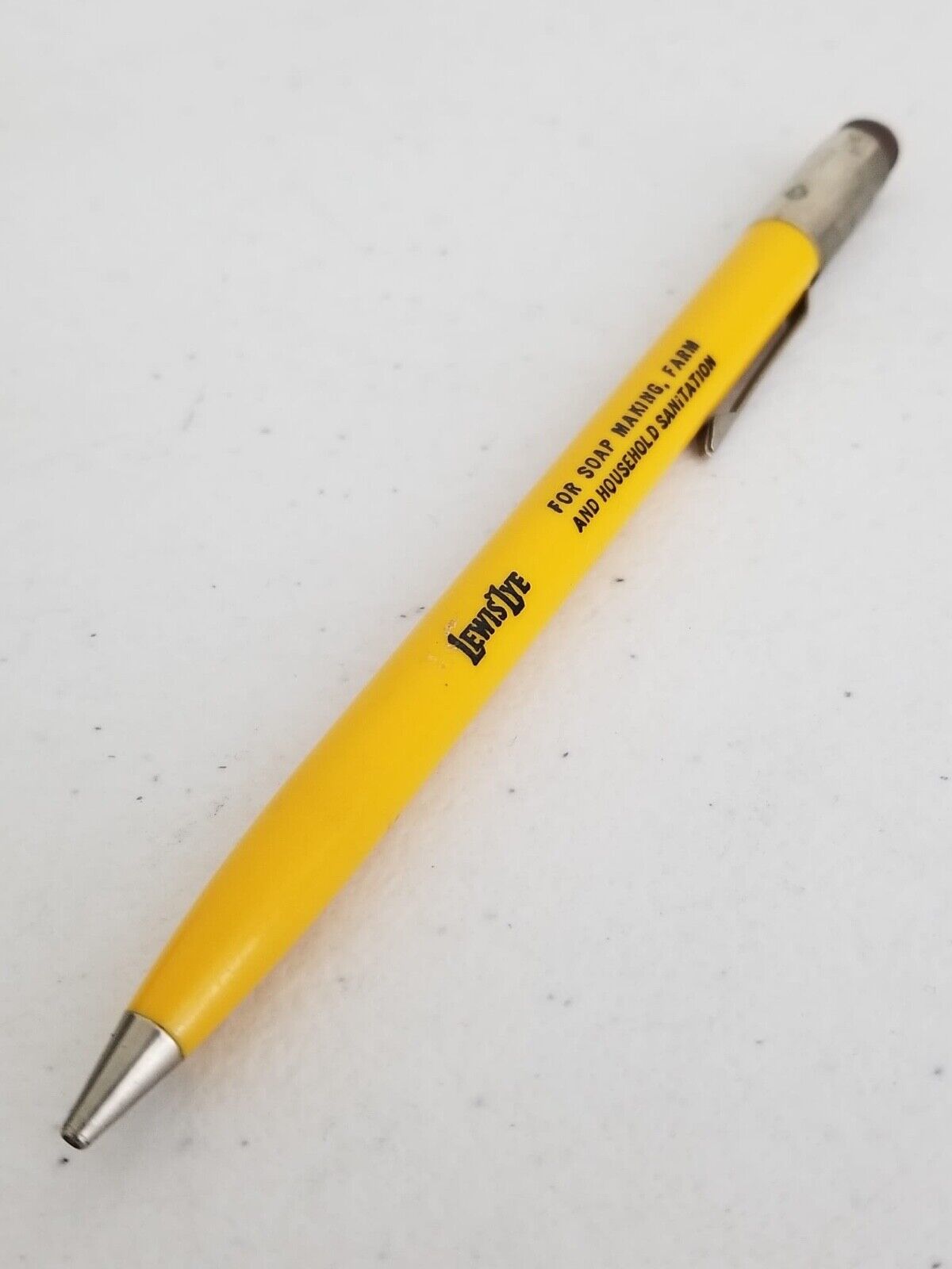 Rare Vintage Yellow Scripto Mechanical Pencil - Atlanta USA Promotional Collectible for Lewis Lye and Knox-Out DDT Insecticides - TreasuTiques