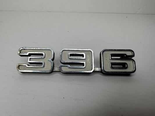 Vintage 1969 Chevrolet Camaro 396 White & Chrome Fender Emblems - Authentic Classic Car Parts - TreasuTiques