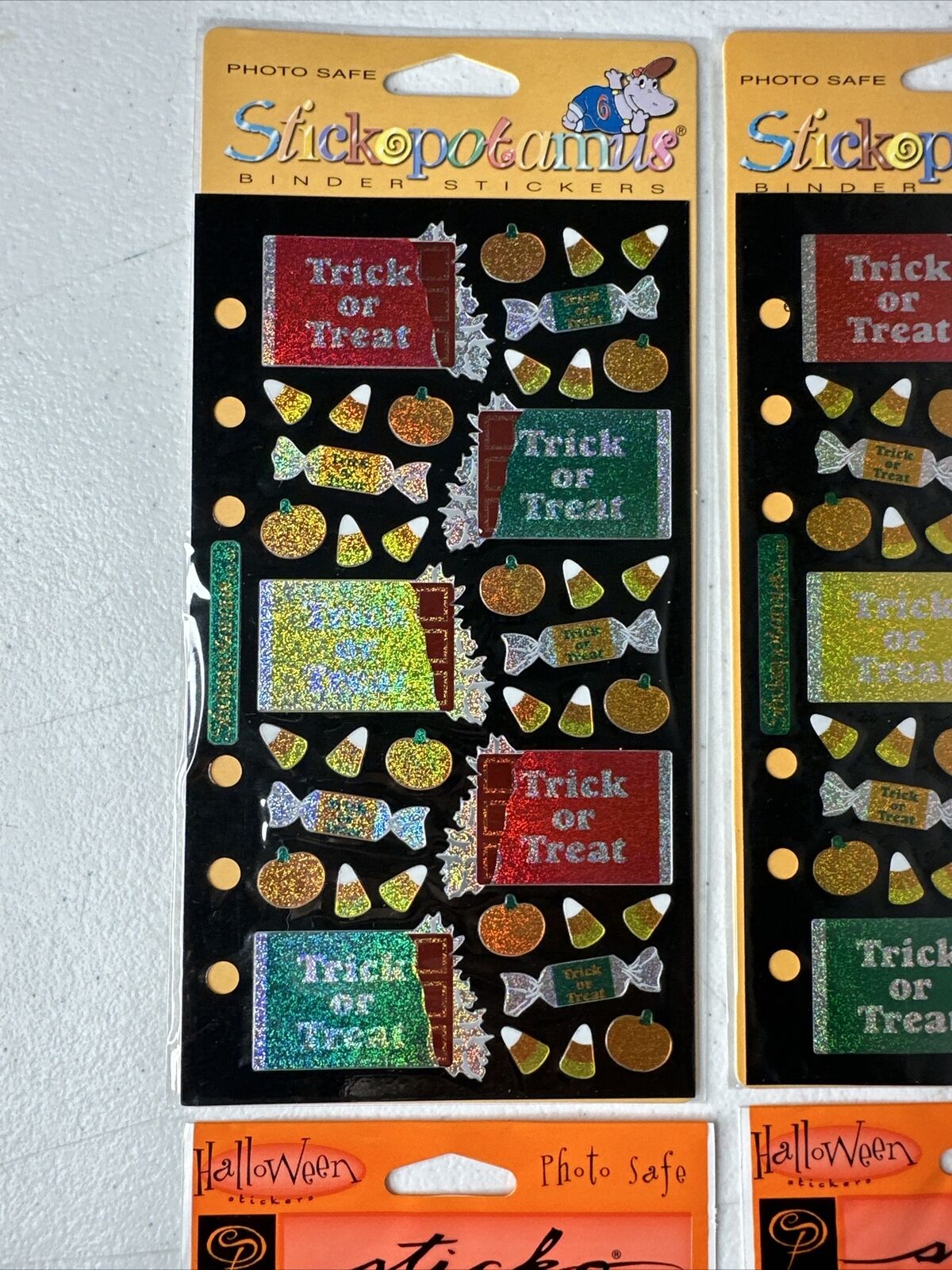 Vintage 1990s Halloween Sticker Collection - Trick or Treat, Candy Corn & More - Spooky Scrapbooking Supplies - TreasuTiques