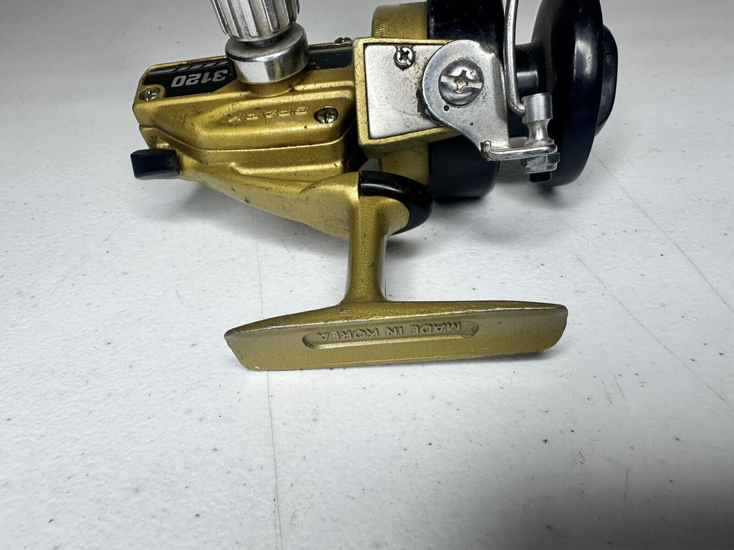 Rare Olympic Spark 3120 Vintage Gold Spinning Fishing Reel - Made in Korea - TreasuTiques