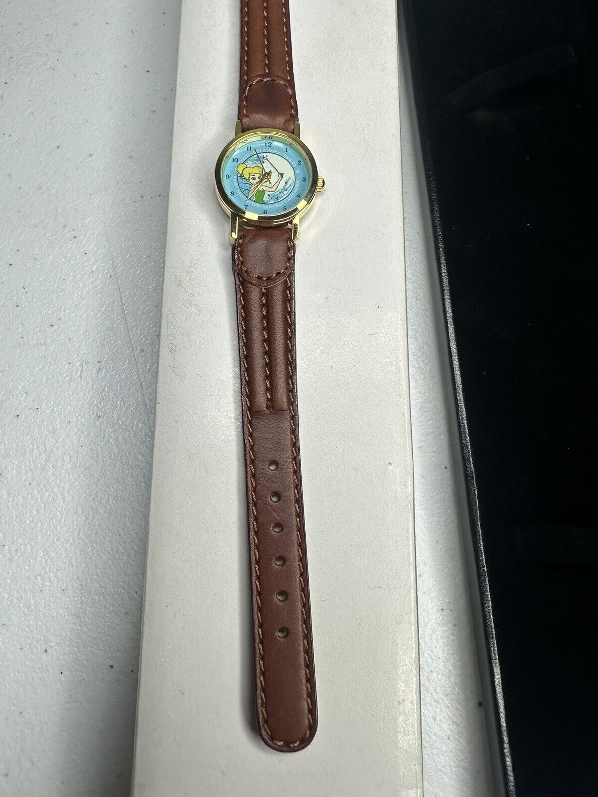 Disney Vintage-Inspired Tinkerbell Graphic Watch with Leather Strap - Collector's Timepiece - TreasuTiques