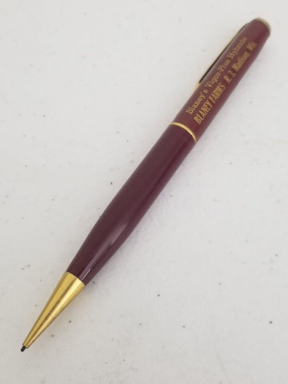 Vintage Ritepoint Mechanical Pencil - Blaney Farms Promotional Collectible, Maroon & Gold - TreasuTiques