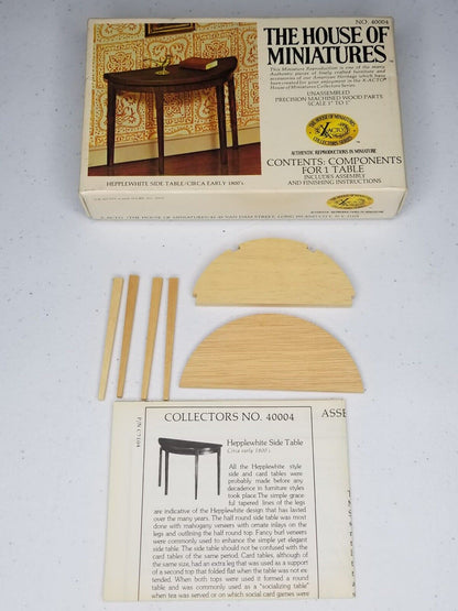 Vintage 1977 House of Miniatures Hepplewhite Side Table Kit No. 40004 - New in Original Box - TreasuTiques