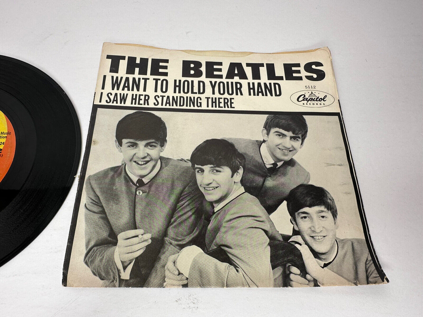 Vintage 1964 The Beatles "I Want to Hold Your Hand" / "I Saw Her Standing There" 45 RPM Vinyl Record - Capitol Records 5112 - TreasuTiques