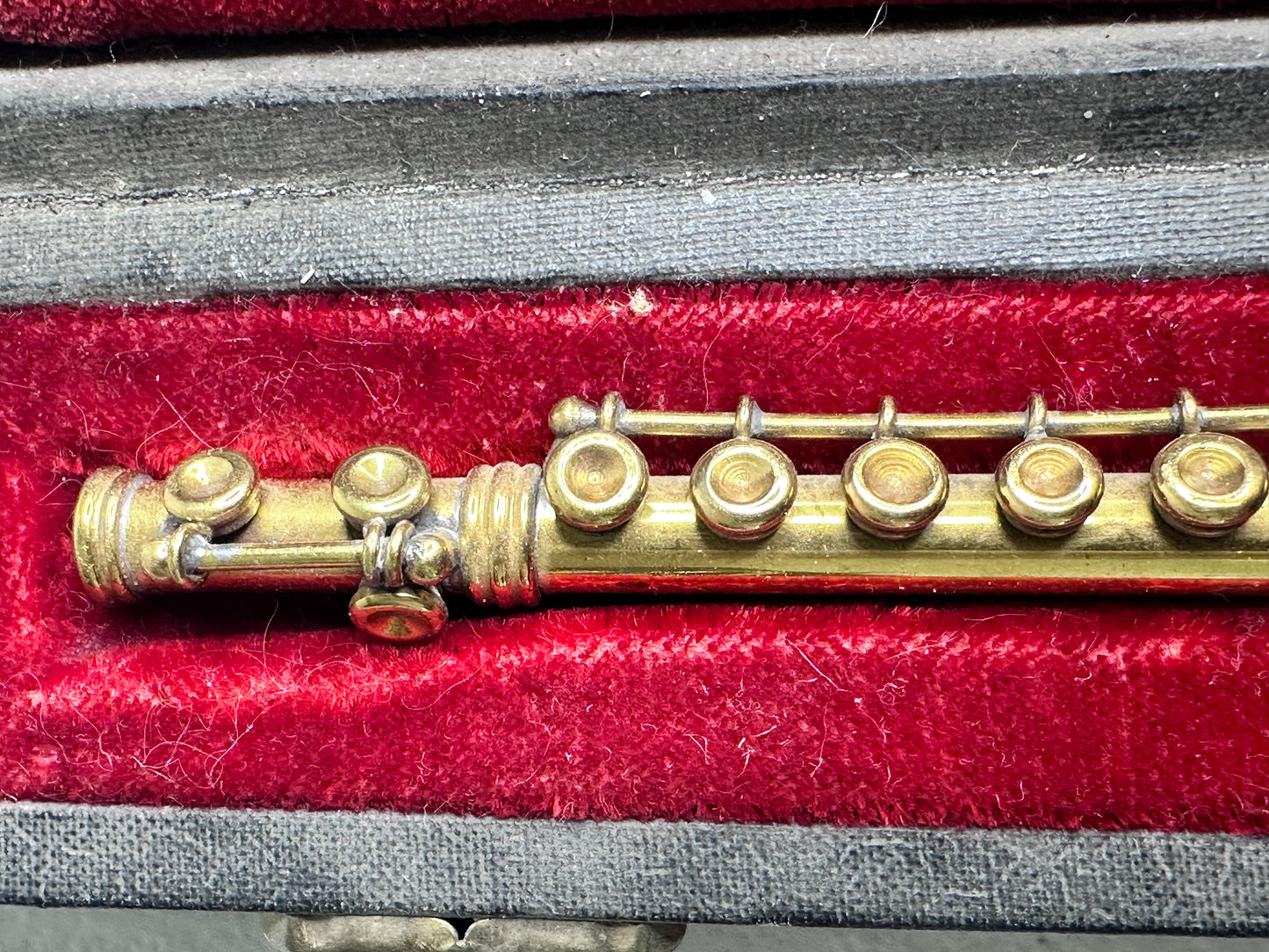 Vintage Solid Brass Miniature Flute with Case - Authentic Models Collectible