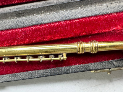 Vintage Solid Brass Miniature Flute with Case - Authentic Models Collectible