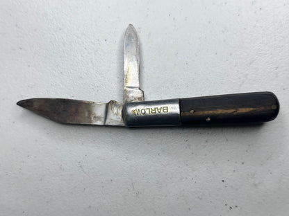 Vintage Barlow Dual-Blade Pocket Knife - Historic Collectible with Ebony Wood Handle