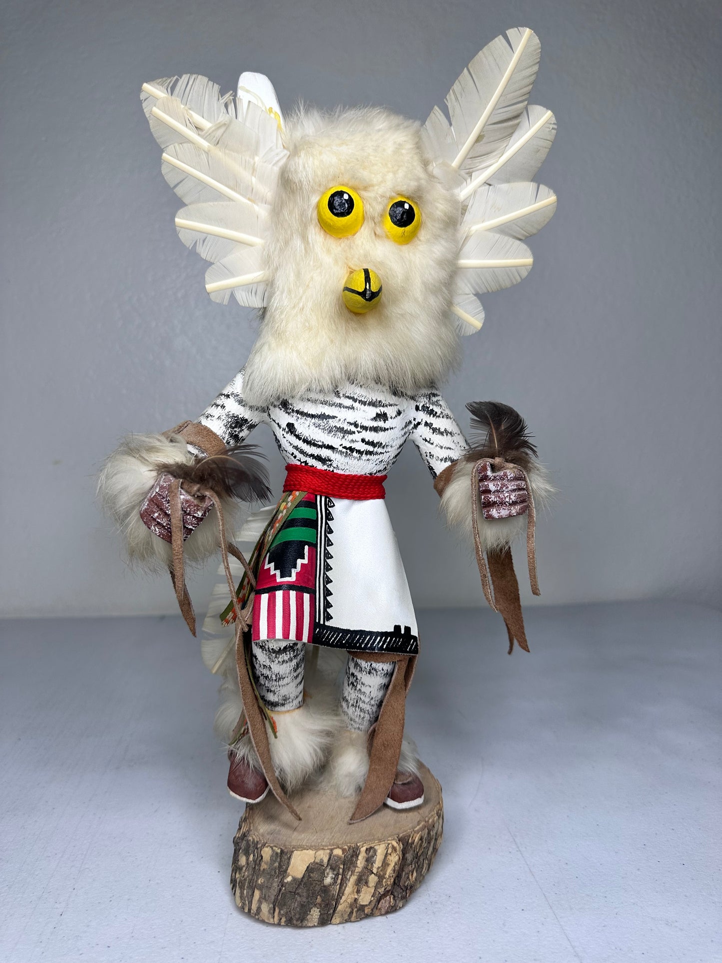 Handcrafted Snowy Owl Kachina Doll by Bakabi - Authentic Native American Collectible