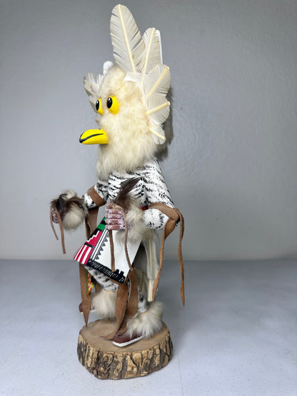 Handcrafted Snowy Owl Kachina Doll by Bakabi - Authentic Native American Collectible