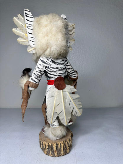 Handcrafted Snowy Owl Kachina Doll by Bakabi - Authentic Native American Collectible