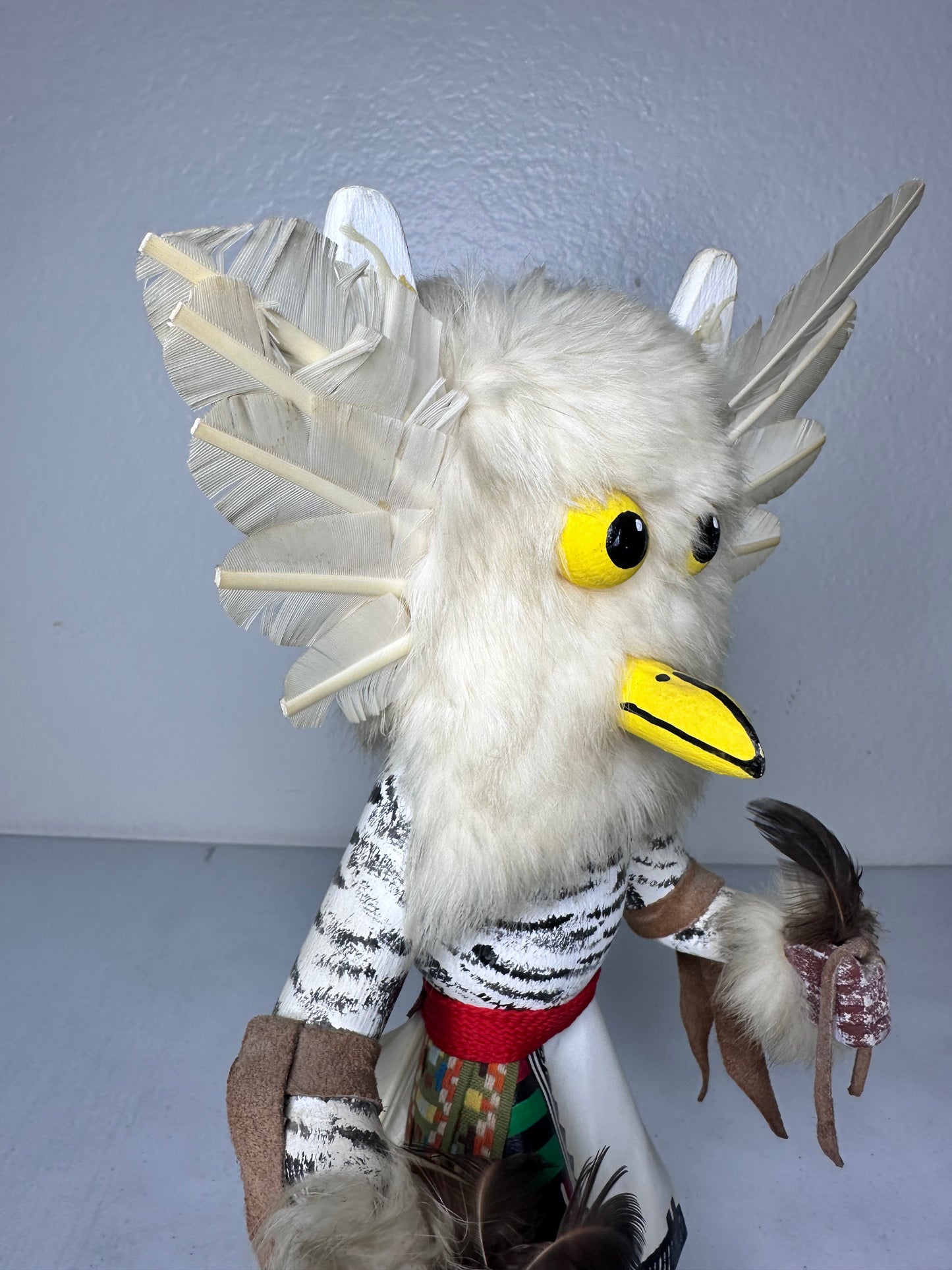 Handcrafted Snowy Owl Kachina Doll by Bakabi - Authentic Native American Collectible