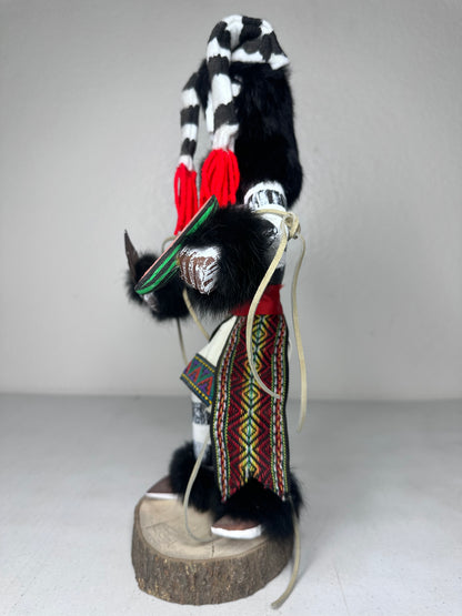 Authentic 15” Hano Clown Kachina Doll by Little Dove - Handcrafted Native American Art