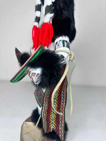 Authentic 15” Hano Clown Kachina Doll by Little Dove - Handcrafted Native American Art