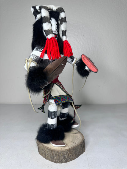 Authentic 15” Hano Clown Kachina Doll by Little Dove - Handcrafted Native American Art