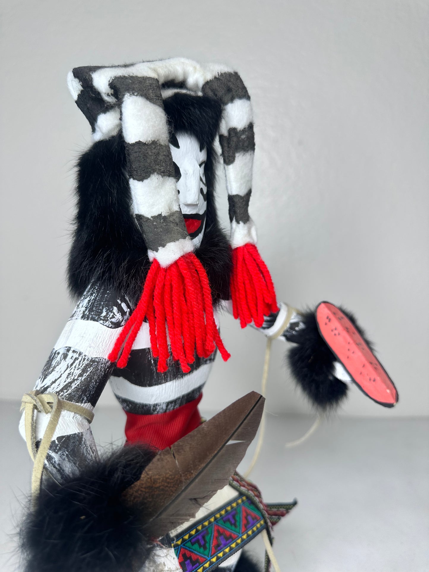 Authentic 15” Hano Clown Kachina Doll by Little Dove - Handcrafted Native American Art