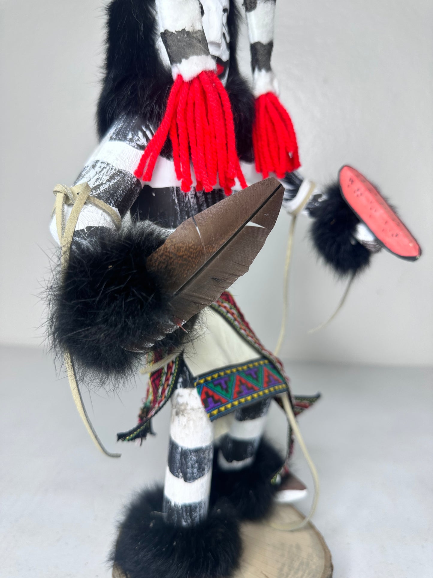 Authentic 15” Hano Clown Kachina Doll by Little Dove - Handcrafted Native American Art