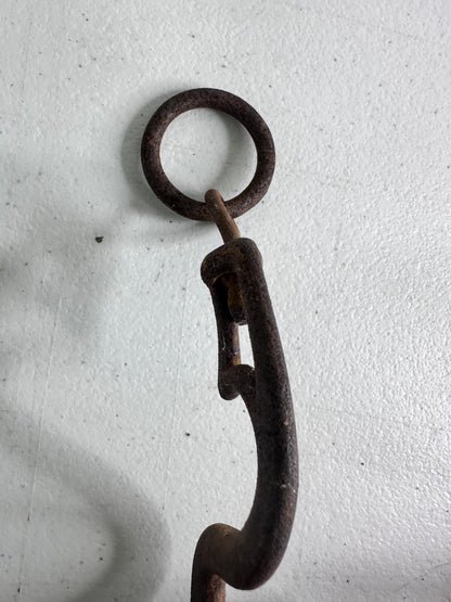 Antique 1880s Cast-Iron Horse Bit with Leather Straps - Vintage Equestrian Collectible