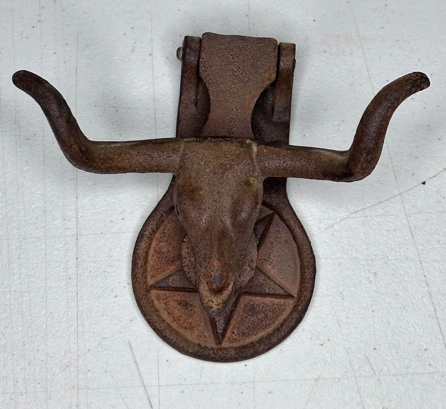 Vintage Longhorn Steer Lone Star Cast Iron Door Knocker - Rustic Western Decor